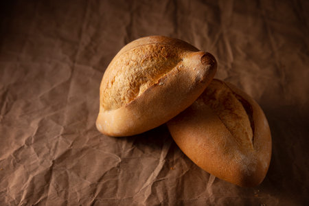 Bobbins. Traditional Mexican bakery. White bread commonly used to accompany food and to prepare Mexican sandwiches called Tortas.の写真素材