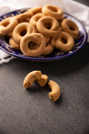 Coricos. Also known as Harinillas de maiz crudo, Tacuarines, Ensecos, Biscochos, Biscochuelos, Coricochis or Pemoles. Mexican corn cookies.の写真素材