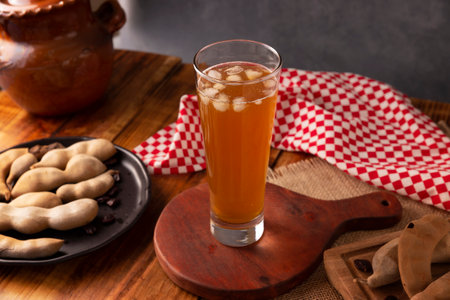Tamarind drink, is one of the traditional "Aguas Frescas" in Mexico. Infused drink made with tamarind to which beneficial health properties are attributed.の写真素材