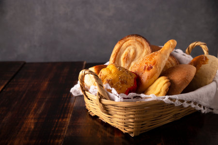 Variety of traditional Mexican bakery, Chino, Oreja, Cacahuate, hojaldra, made by hand, in Mexico it is called Pan Dulce and cannot be missing at breakfast or snack.の写真素材