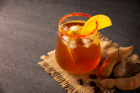 Tamarind Water, called Agua de Tamarindo, is one of the traditional "Aguas Frescas" in Mexico. Infused drink made with tamarind to which beneficial health properties are attributed.の写真素材