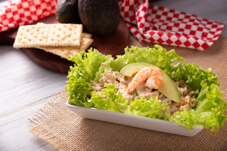 Salty tuna. Very popular dish in many countries, it is a quick, simple and nutritious recipe, it can be served in a sandwich, with cookies or as a complement to another dish.の写真素材