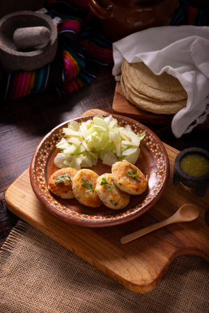 Potato pancakes, a very popular homemade dish in many countries, in traditional Mexican cuisine they are known as "Tortitas de Papa", it is an easy, fast and economical recipe.の写真素材
