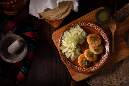 Potato pancakes, a very popular homemade dish in many countries, in traditional Mexican cuisine they are known as "Tortitas de Papa", it is an easy, fast and economical recipe.の写真素材