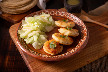 Potato pancakes, a very popular homemade dish in many countries, in traditional Mexican cuisine they are known as "Tortitas de Papa", it is an easy, fast and economical recipe.の写真素材