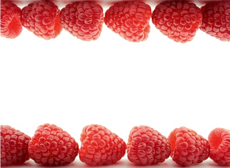 Raspberries on white backgroundの写真素材