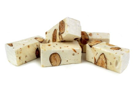 French nougat on a white backgroundの写真素材