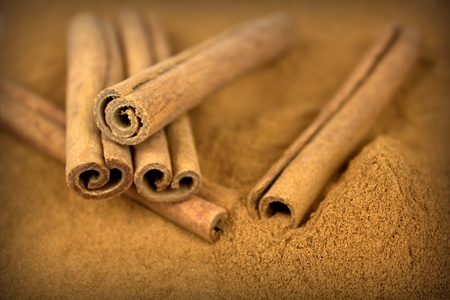 Cinnamon sticks on grounded cinnamon