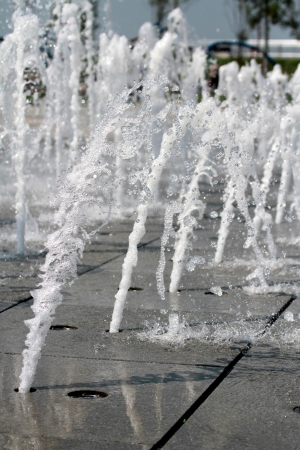 Street water fountain and splashesの写真素材