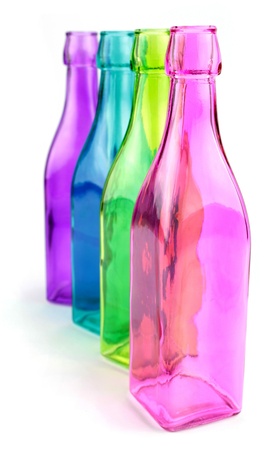 colorful bottles on white backgroundの写真素材