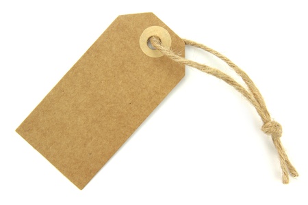 Natural paper blank label with knotted rope