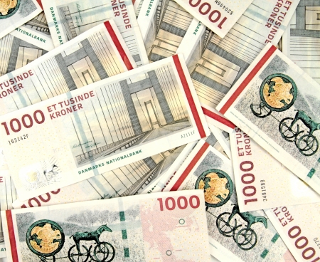 Scattered danish kronerの写真素材