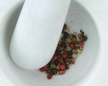 Granit  mortar with peppersの写真素材