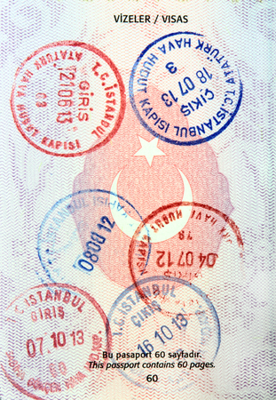  Visa stamps in Turkish passport の写真素材