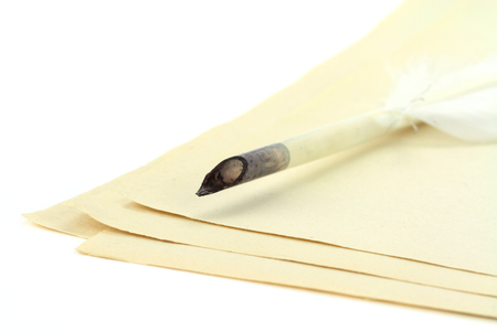 Quill pen on papers の写真素材