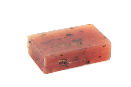 Natural herbal soap isolated on white background.の写真素材