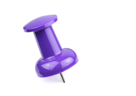 Blue pushpin isolated on white backgroundの写真素材