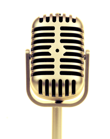 Retro microphone. ( Dynamic microphone ) on white bacgroundの写真素材