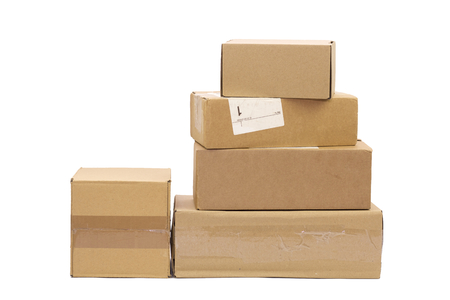 Post packages isolated on white background.