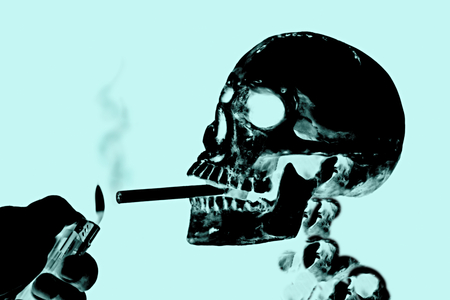 Smoking kills or Stop smoking conceptual image with x-ray imageの写真素材
