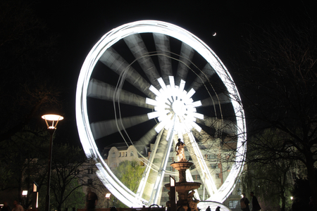 Ferris wheel with motion in  nightの写真素材