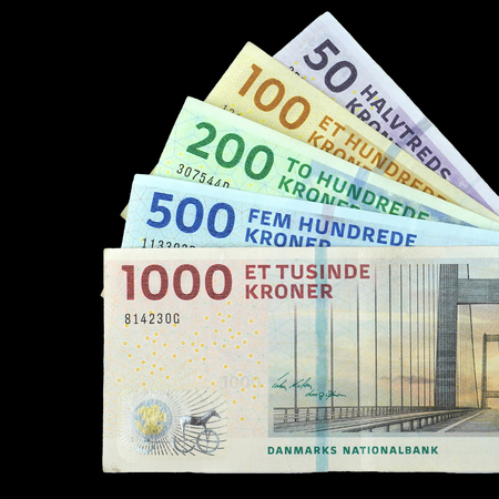 Danish krone on black backgroundの写真素材