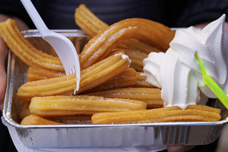 Deliciuos Spanish Churros with ice cream