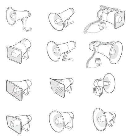 Megaphone vector illustration flat sketches templateのイラスト素材
