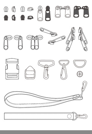 Zipper bag accessory illustration flat sketches templateのイラスト素材