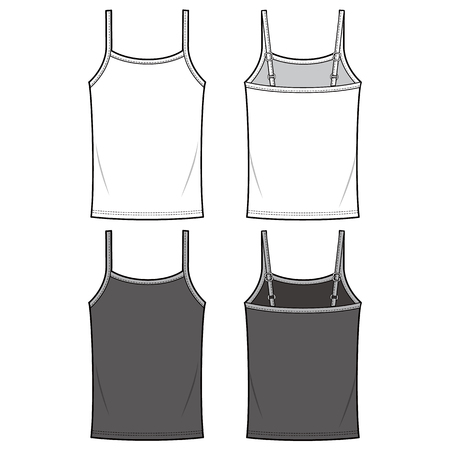 TANK TOP fashion flat sketch templateのイラスト素材