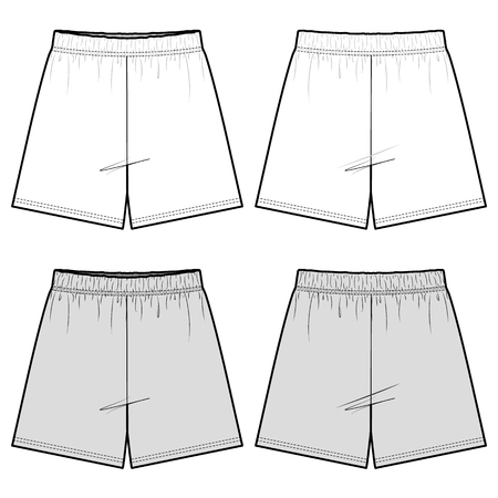 SHORT PANTS fashion flat sketch templateのイラスト素材