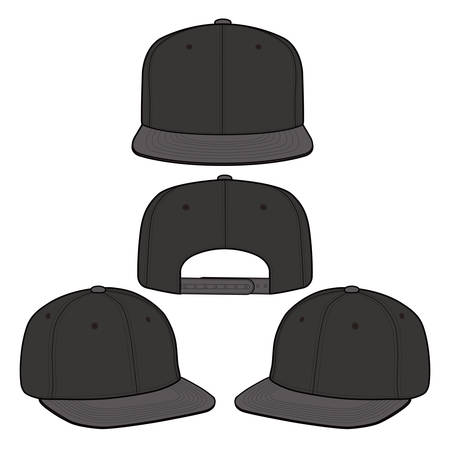 Snapback Cap fashion flat sketch templateのイラスト素材