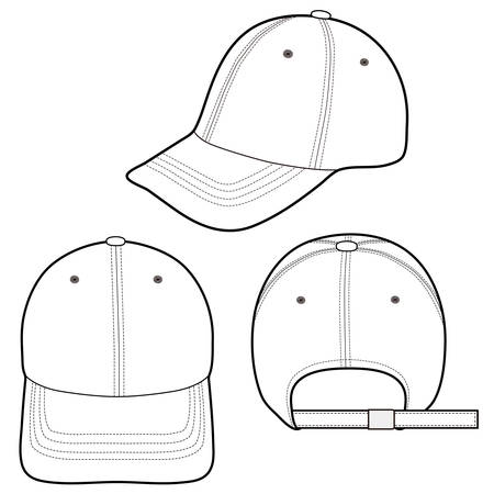 Baseball Cap fashion flat sketch templateのイラスト素材