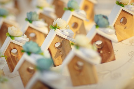 Wooden home present background.の写真素材
