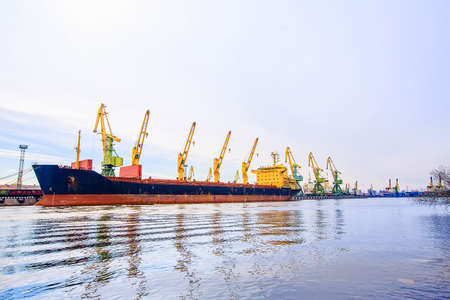 Cargo port. Tanker loading. Side view.の写真素材