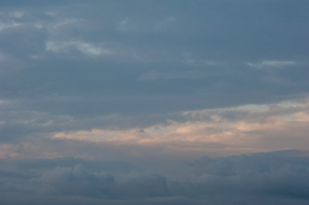 Cloudscape has been developing in gorgeous form. The sky is filled with soft clouds.の写真素材
