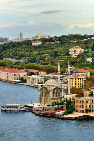 View of the city of Istanbul from the Bosphorus, Turkeyの写真素材