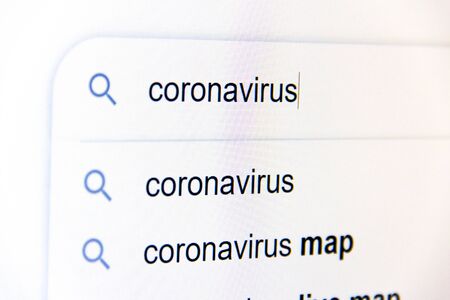 Coronavirus text in search bar imageの写真素材