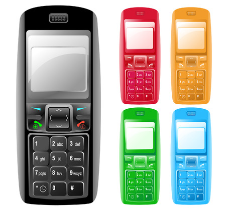 Colorful Isolated Cell Phonesのイラスト素材