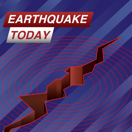 Earthquake Today Live Banner on Glowing Wavy Lines Background with an Abstract Earth Fault and Seismogram. Business  Technology News Background. Vector Illustration.のイラスト素材