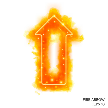 Watercolor fire arrow with neon counter  directed upward. Special flame effect with lights and sparks.のイラスト素材