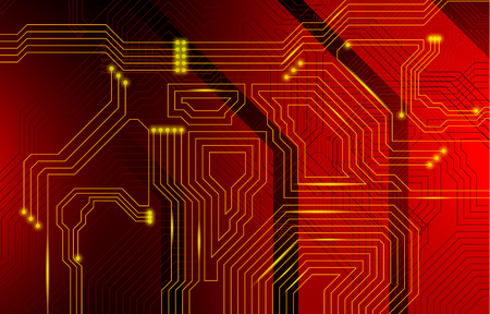 Colorful microscheme design. Vector micro chip, micro scheme elements design. Abstract technology, IT thematic background. Circuit Board Vector Illustration.のイラスト素材