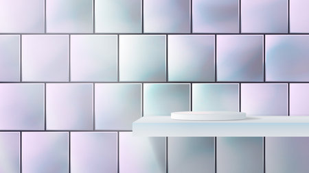 Minimal scene with bathroom tiles background. 3d renderのイラスト素材