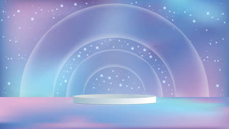 White cylinder podium in empty scene. Minimal scene with magic showのイラスト素材