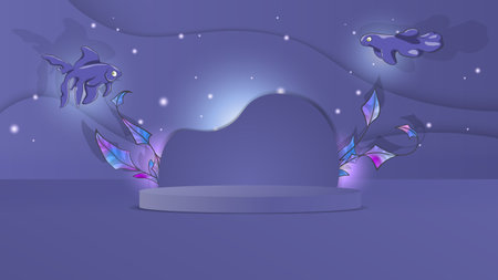 Minimal scene with podium for kids or baby product, present background.のイラスト素材