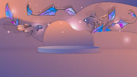 Minimal scene with podium for kids or baby product, present background.