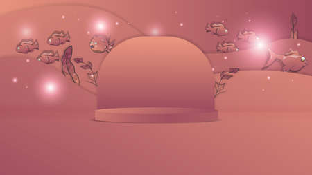 Minimal scene with podium for kids or baby product, present background.のイラスト素材