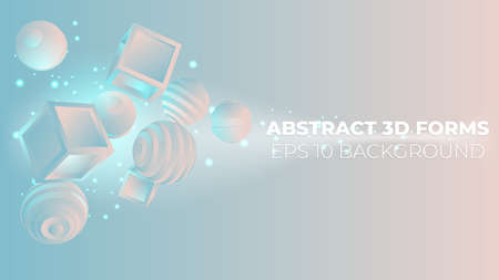 Contemporary 3d web banner with purple 3d abstract forms on colorful background