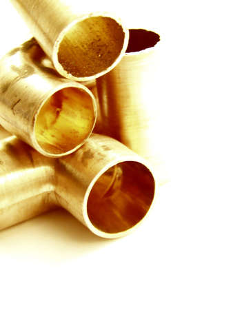 Image of pieces of copper pipe, to the left of the image.の写真素材