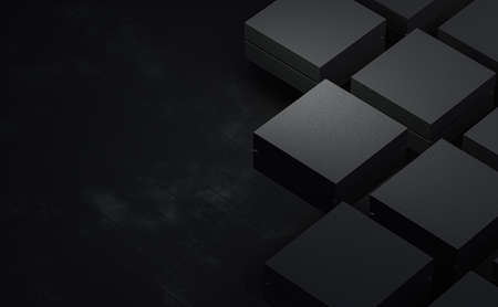 3d rendered expensive boxes mockup black gift box on Black background, luxury and elegance style for valentine's day, birthday or anniversary, holiday.の写真素材